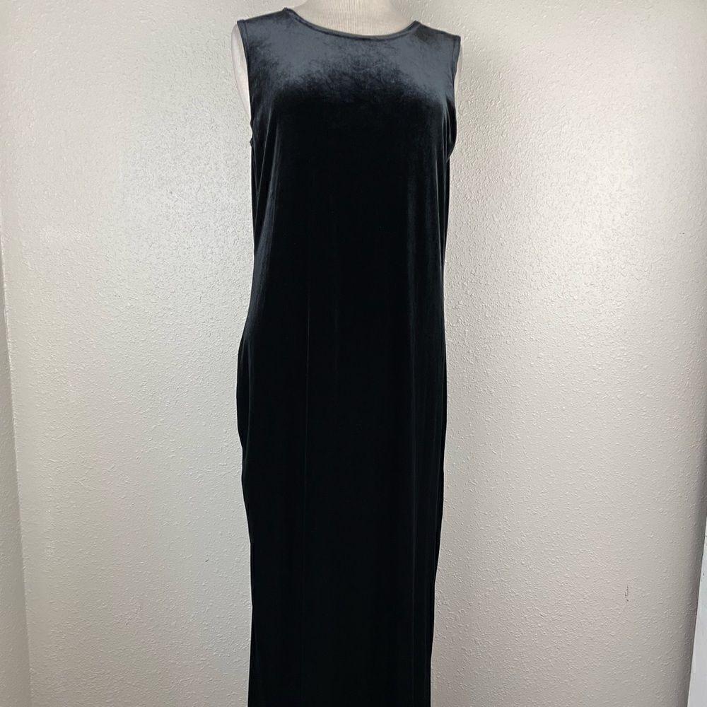 I.K.C. For Country Wear Black Velour Maxi Dress Size M EUC